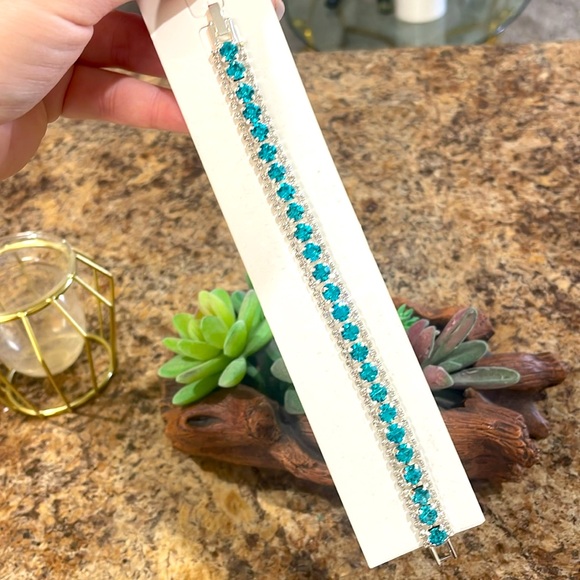 Swarovski Elements Crystal Blue Tennis Bracelet - Picture 9 of 9